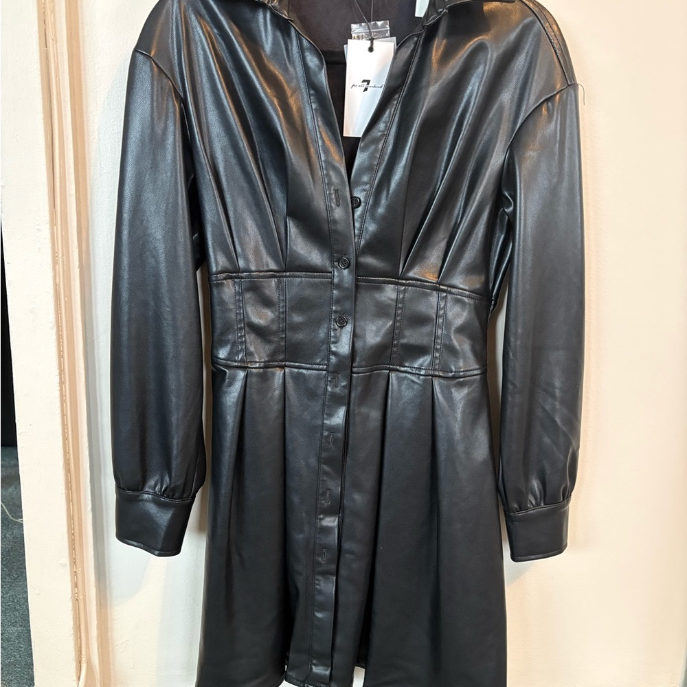 7 For All Mankind Black Faux Leather Jacket